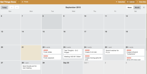 A view of the calendar